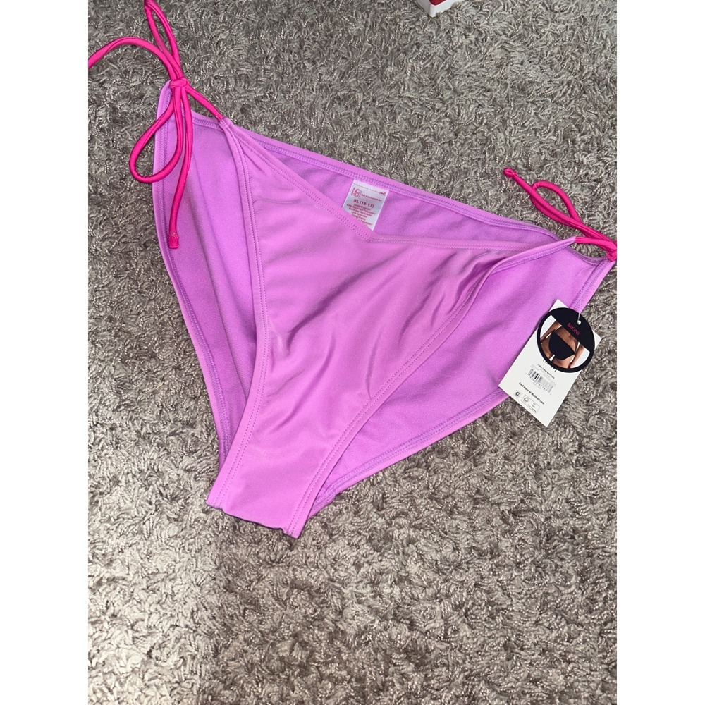 No‎ Boundaries Womens XL 15-17  Lilac Bikini Swim Bottoms Pink Side Ties NEW